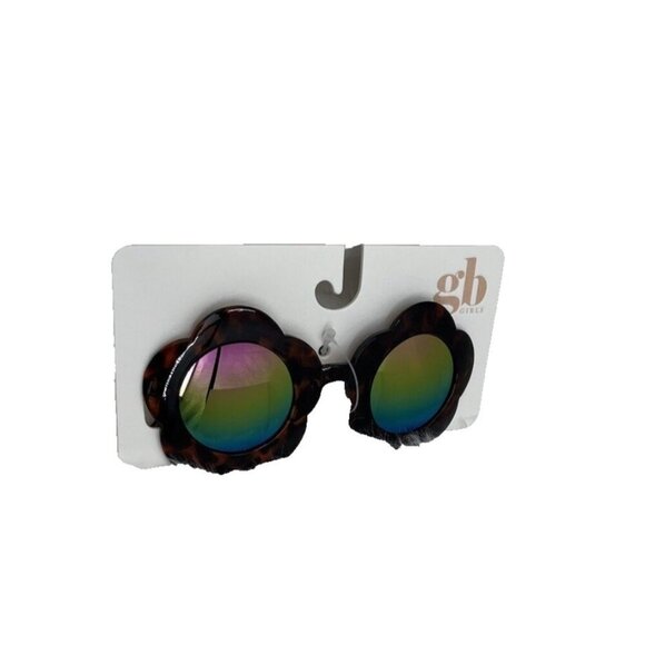 NEW GB Girls Flower Shaped Turtle Shell Sunglasses 100% UV Protection Pool Beach - Picture 1 of 13